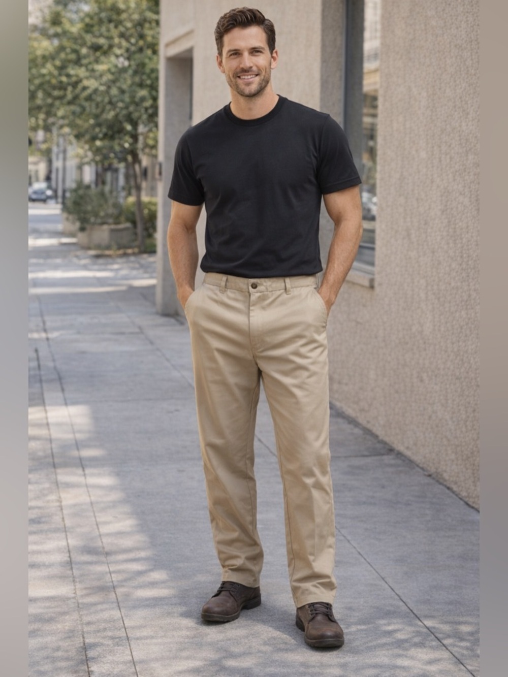 Dickies Khaki Pants 40x30 WP924RST Recycled Blend Workwear Durable Tan Mens